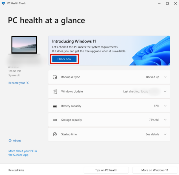 Comprobación del estado del PC
