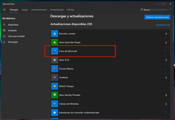 descargas y-actualizaciones fotos de microsoft