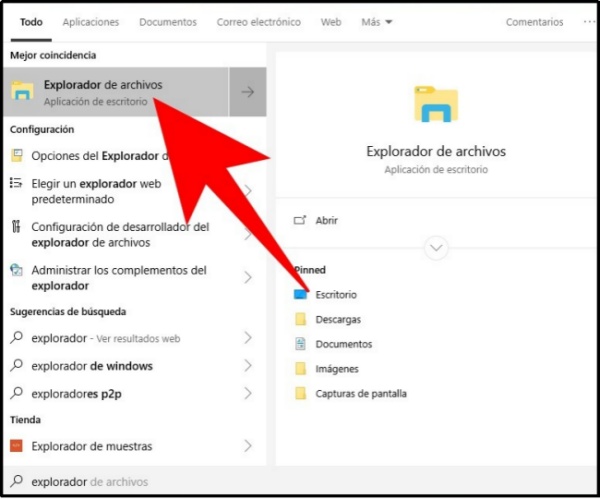 explorador de archivos