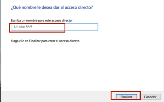 finalizar crear acceso directo