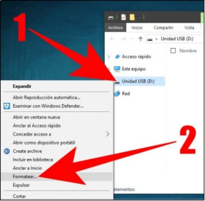 formatear la unidad de usb