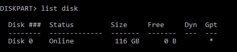 list disk
