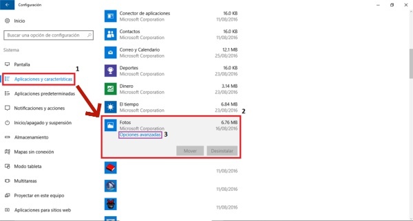 opciones avanzadas de fotos