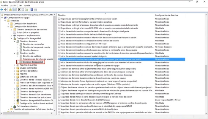opciones de seguridad editor local politicas de grupo