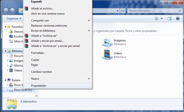 propiedades de disco