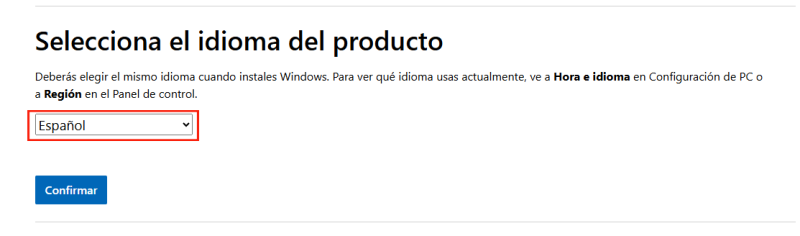 Seleccionar «Español»