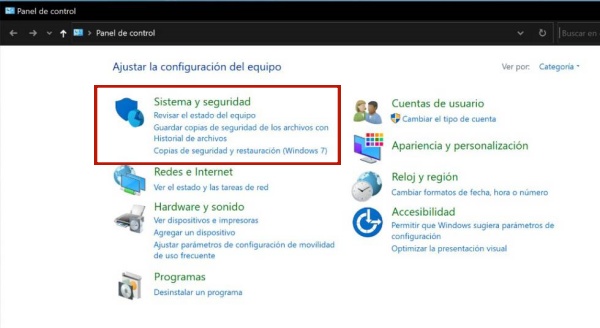 sistema y seguridad windows