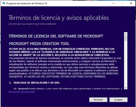 Términos de licencia y avisos aplicables