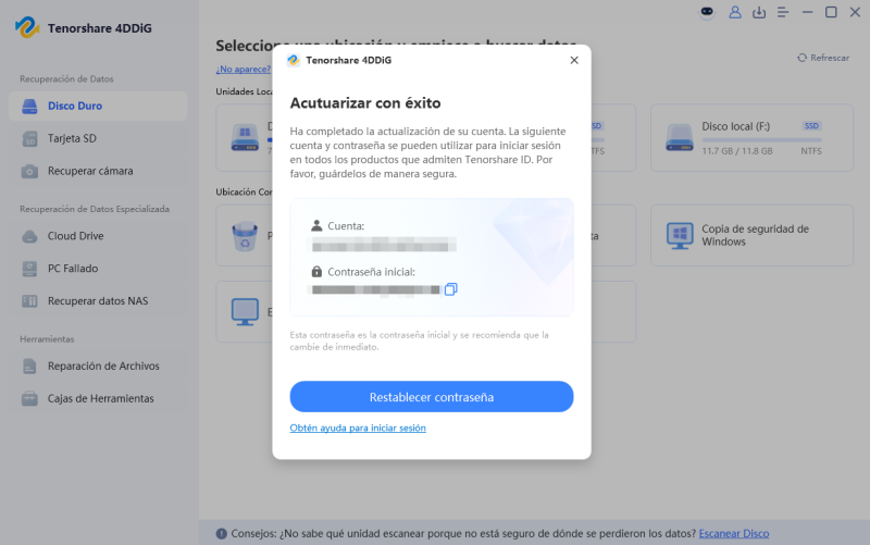 ventana emergente de actualización exitosa de 4ddig