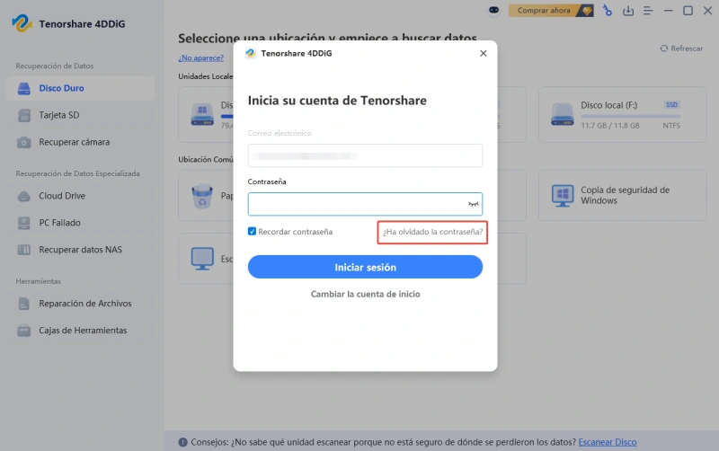 olvidó su contraseña