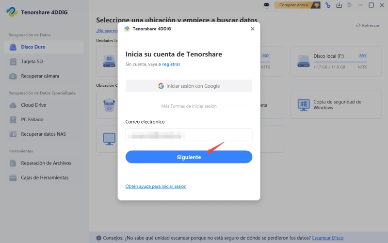 introducir correo electrónico siguiente paso