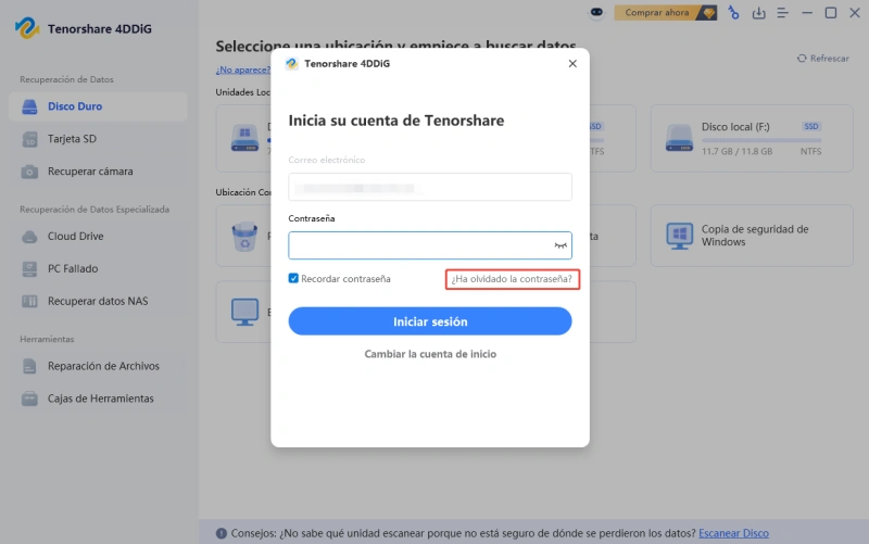 olvidó su contraseña