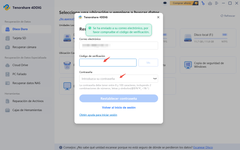 código de registro enviado
