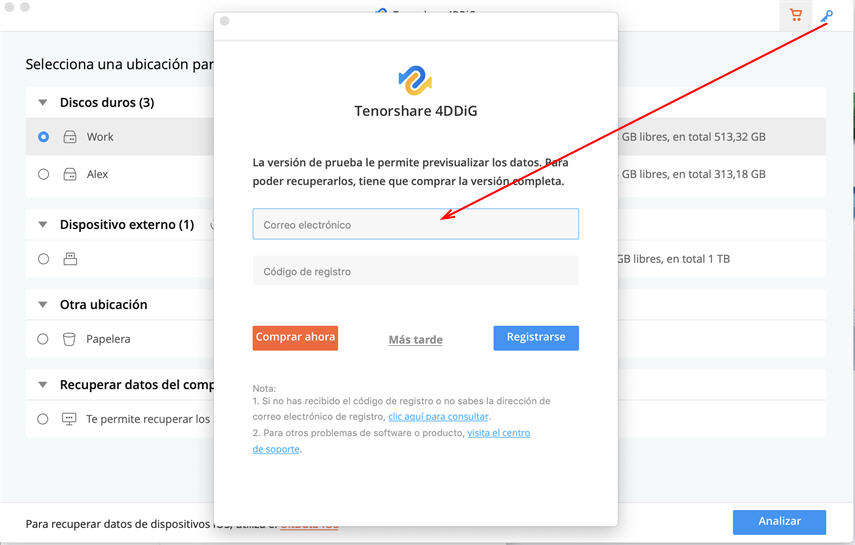 registrar 4ddig en la computadora mac