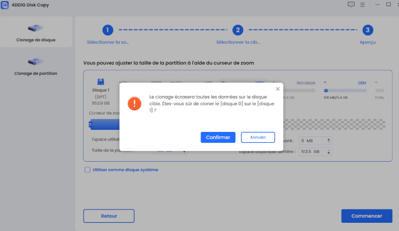 Cloner le disque en toute sécurité