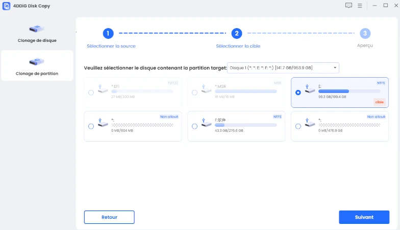 select target disk and target partition