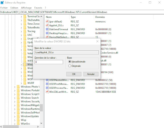 modifier les paramètres du registre pour corriger l'erreur d'application 0xc0000142 Windows 11/10