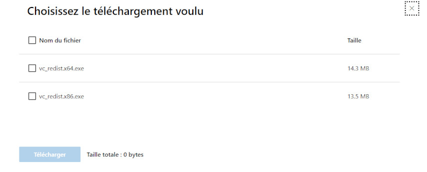 choisir un redistribuable de microsoft visual c++