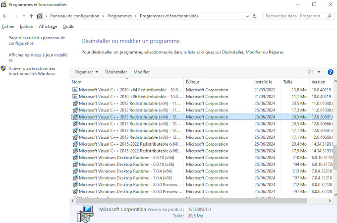 trouver microsoft visual c++ 2013 redistributable