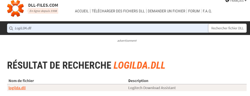 rechercher le fichier logilda dll
