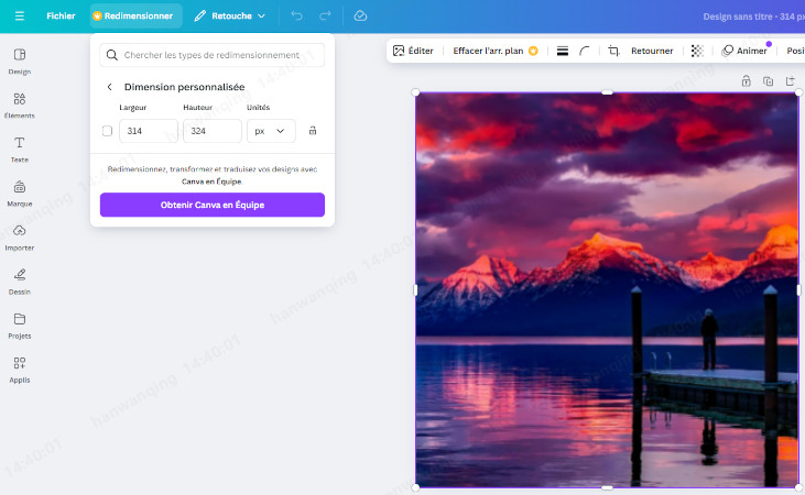 augmenter les pixels de l'image dans canva