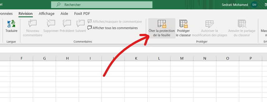 comment debloquer une page excel