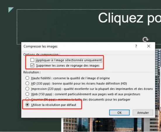 Compresser les images dans PowerPoint