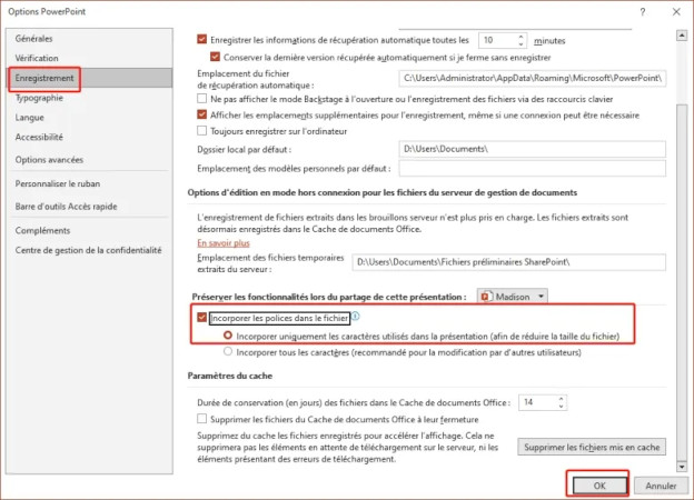 Intégrer uniquement les polices utilisées