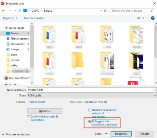 Enregistrer PowerPoint dans un format compressé