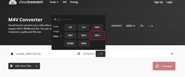convertir M4V en MP4 avec Cloudconvert-2