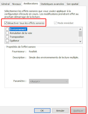désactiver les améliorations audio pour résoudre le problème de pas de son sur mon pc-2