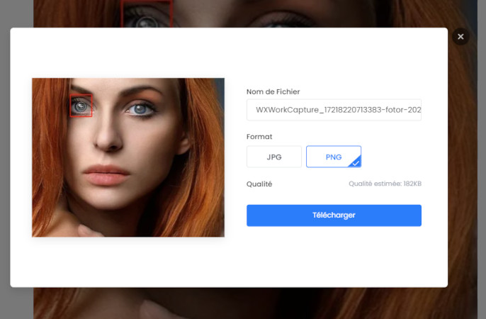 télécharger photo après enlever les yeux rouges dans les photos
