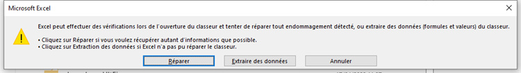 utiliser la fonction ouvrir et réparer pour résoudre le problème d'ouverture du fichier Excel