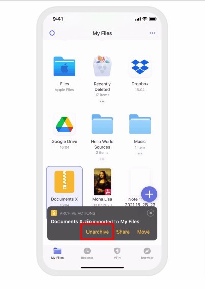 Ouvrir un fichier ZIP sur iPhone-3