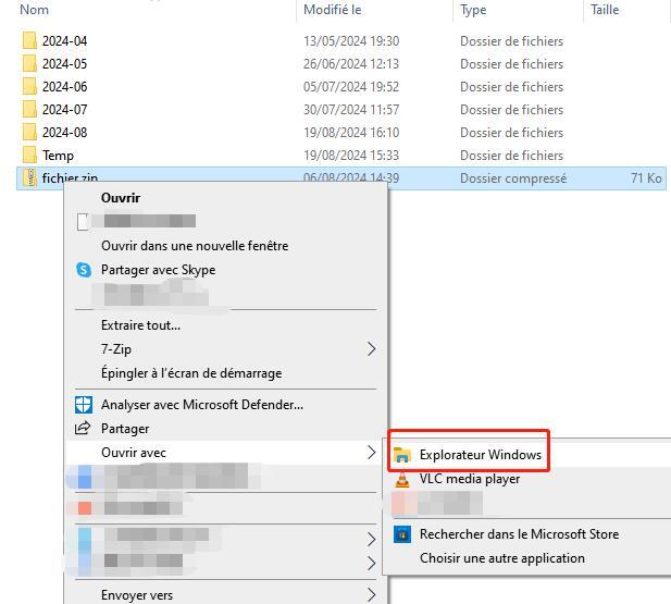 Ouvrir un fichier ZIP avec l’explorateur de fichiers-2