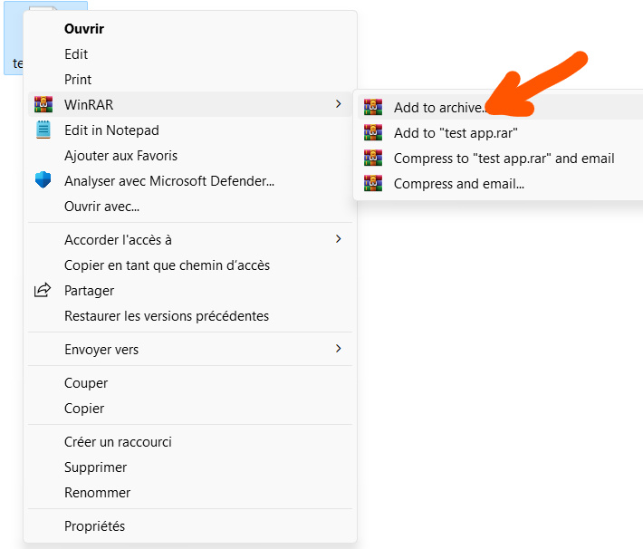 add epub files to archive using 7-zip