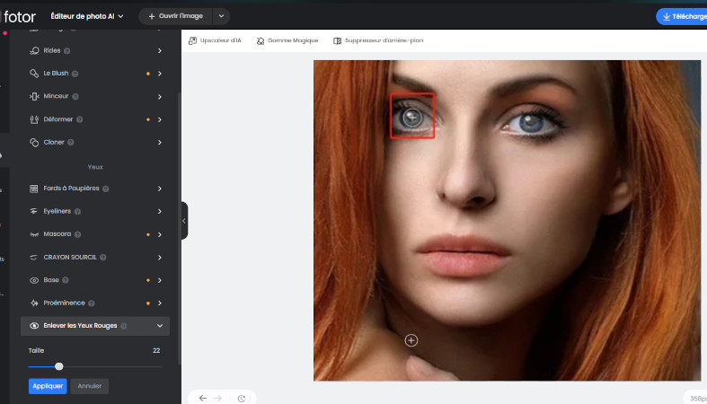 enlever des yeux rouges sur les photos en utilisant Fotor red eye removal