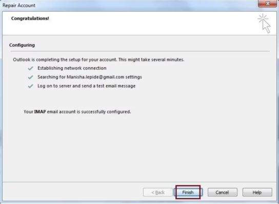 Réparer le profil Outlook pour réparer l'erreur 0x800ccc0e-5