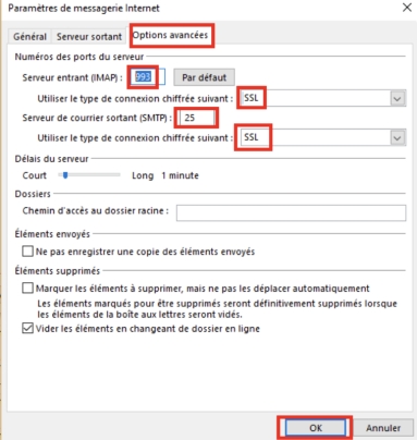 Vérifier les paramètres de messagerie Outlook pour réparer l'erreur 0x800ccc0e-4
