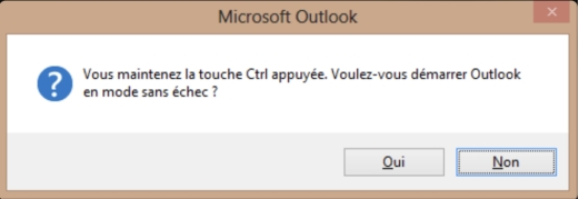 Démarrer Outlook en mode sans échec pour réparer l'erreur 0x800ccc0e-1