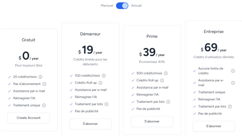 Plan annuel d'ImgUpscaler