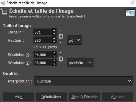 redimensionner une image sans perte de qualité dans gimp