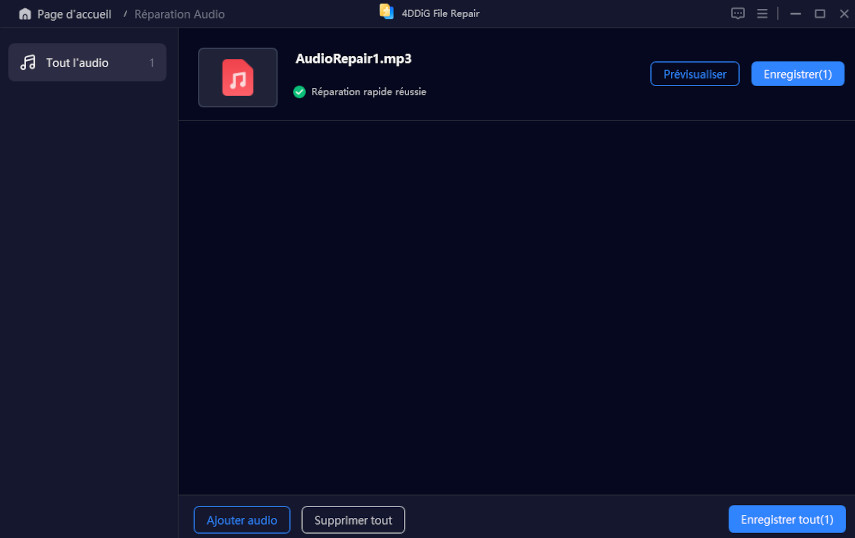 Prévisualiser l'audio réparé