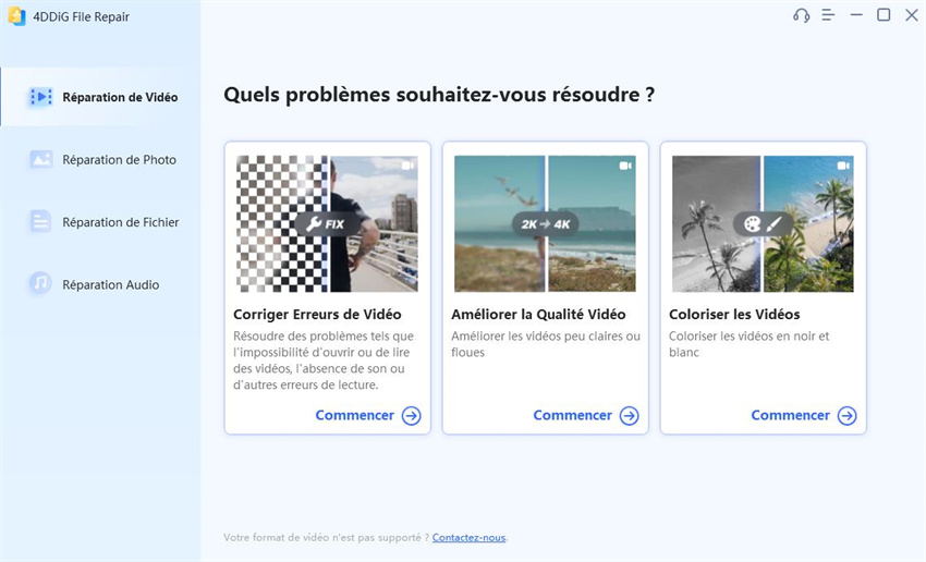 choisissez corriger erreurs de vidéo