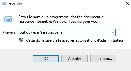 réinitialisation du volet de navigation