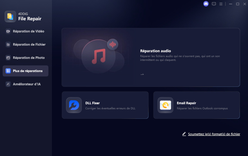 interface de réparation de fichiers corrompus