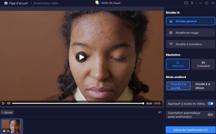 Sélectionnez le modèle de visage pour la retouche vidéo