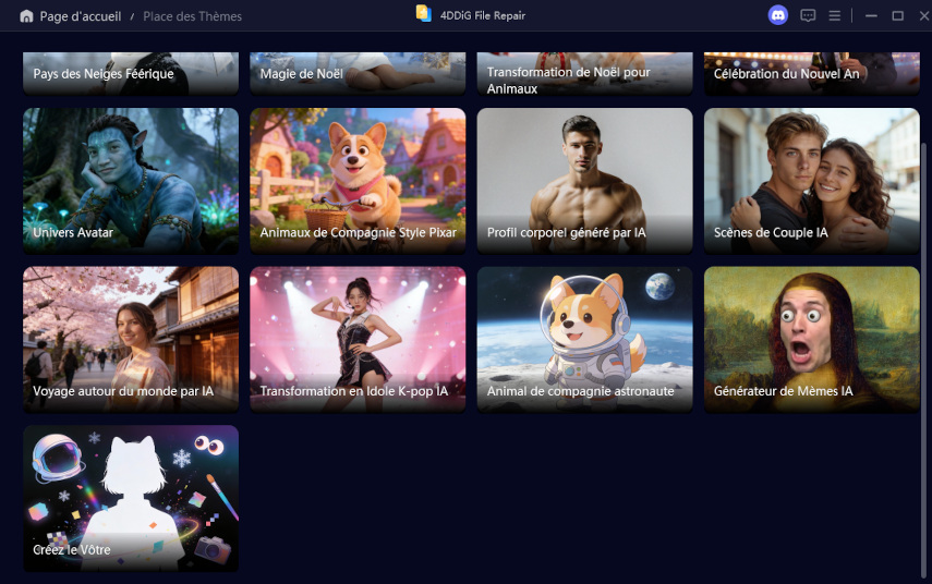 sélectionner un modèle de thème