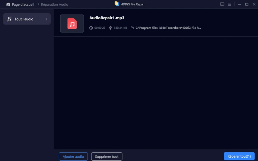 démarrer la réparation des fichiers audio
