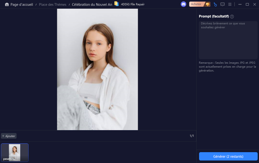 importer une photo pour le transfert de style